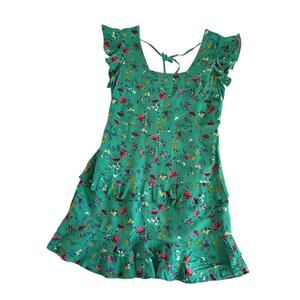 Band of the Free Lottie & Holly Green & Pink Floral Tiered Mini Dress Size Large